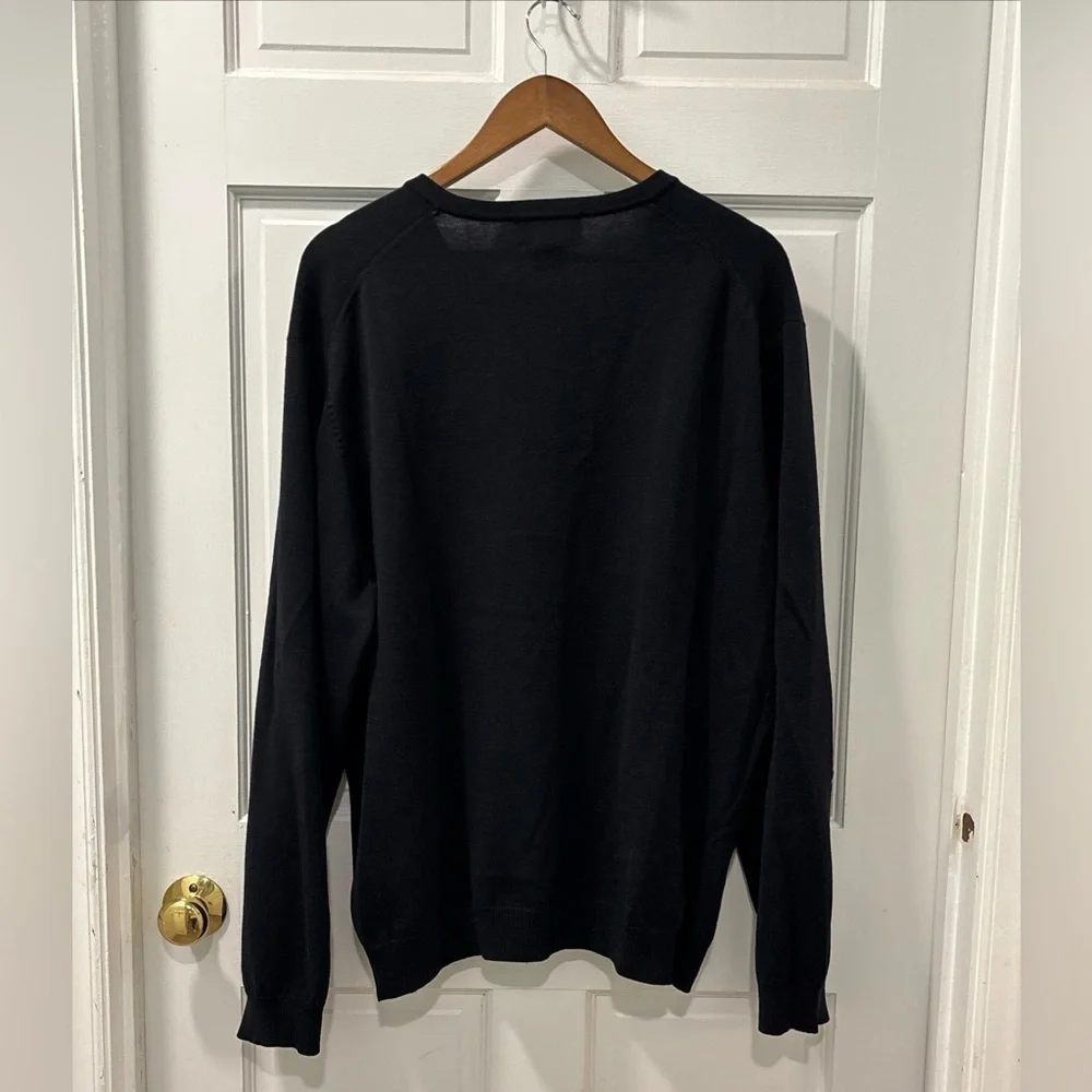 Brooks Brothers Men’s Merino Wool Blend V-Neck Sweater Size XL Black Long Sleeve